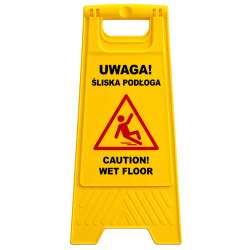 deClean Tablica Ostrzegawcza 2 kolory Żółta wer.  PL-ANG Potykacz HS339