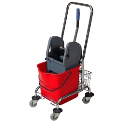 CleanPRO Wózek do Sprzątania CHROME 25 litrów z Prasą Kolor Czerwony 358897