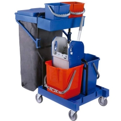 Wózek Serwisowy 2x18l z Wyciskarką Szczękową 2x6l Wiaderka na Akcesoria oraz Koszem 120l HS242