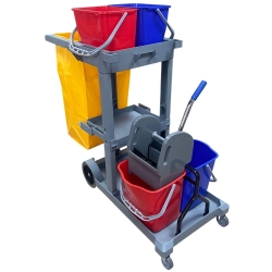Wózek Serwisowy z Wyciskarką Szczękową Półkami oraz Koszem HS253