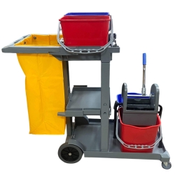 Wózek Serwisowy z Wyciskarką Szczękową Półkami oraz Koszem HS253