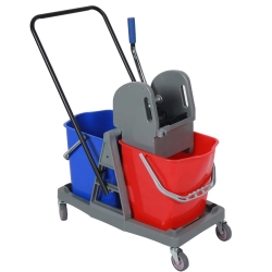 deClean Wózek do Sprzątania Wiadra  2x23 litrów + Prasa HS334